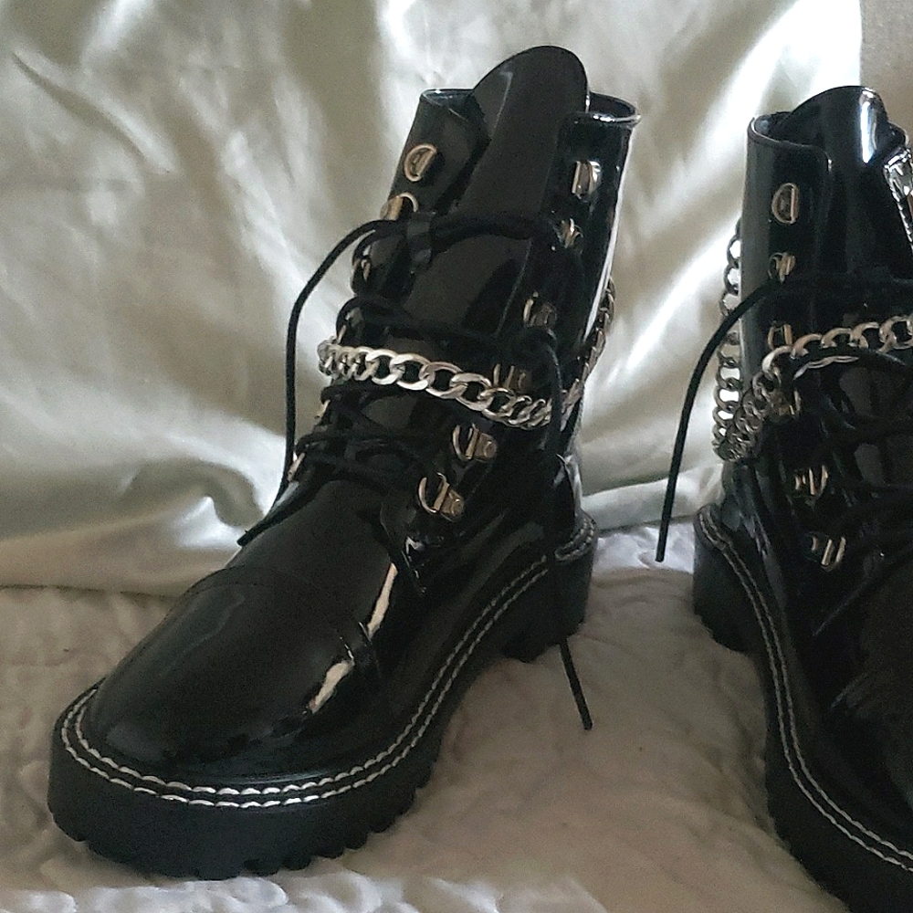black combat chain boots - Picture 3 of 7